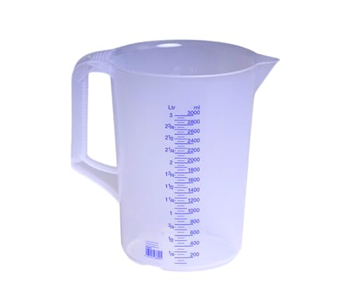 Hünersdorff Caraffa Graduata Da 3.000 Ml, Pp, 2 Scale Manico Chiuso, Trasparente
