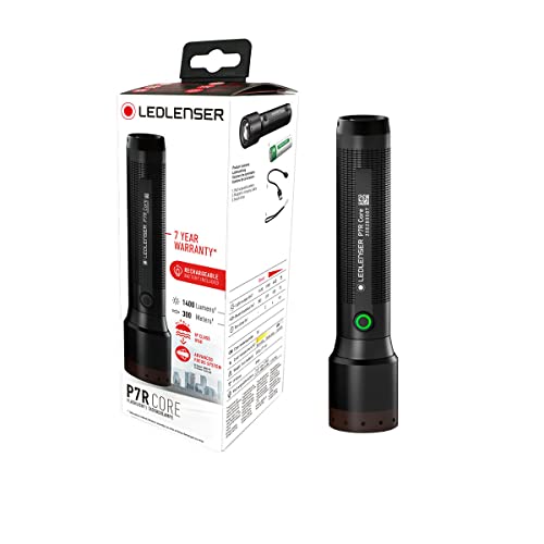 Ledlenser P7R Core Torcia Tascabile Allround Led, 1400 Lumen, Ricaricabile Con Batteria Al Litio 21700, Impermeabile Ip68, Portata Luminosa Di 300M, T