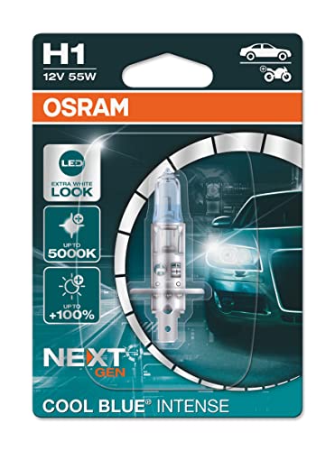 Osram Cool Blue Intense H1, 100% Luminosa, Fino A 5000K, Lampada Alogena, Look Led, Blister Singolo (1 Lampada)