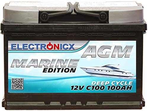 Batteria Agm 100Ah Electronicx Marine Edition Barca Nave Fornitura Batteria 12V Batteria Profonda Barca Batteria Auto Batteria Solare Batterie Solari