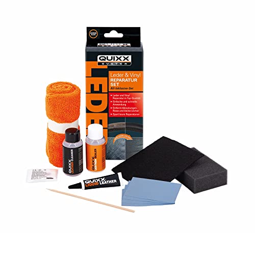 Quixx 20752 - Kit Di Riparazione In Pelle E Vinile, Per Riparare Danni Al Seggiolino Auto E Al Volante, Set Di Riparazione In Vinile