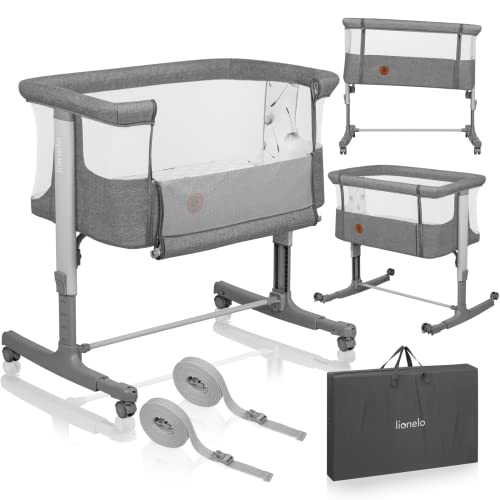 Lionelo Aurora 3 In 1 Culla Co-Sleeping E Lettino Da Viaggio Per Neonato E Bambini Fino 9Kg Regolabile In Altezza E Inclinazione Parete Aperta Rete Tr