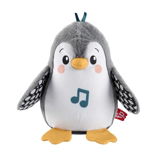 Fisher-Price - Pinguino Dolci Coccole, Peluche Sensoriale Con Musica E Ali Che Si Muovono, Per Il Gioco Interattivo Da Distesi Sul Pancino, Giocattolo