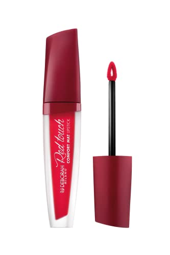 Deborah Milano - Red Touch Lipstick Rossetto Liquido Matte, N.7 Fiery Red, Colore Intenso E No Transfer, Dona Labbra Morbide E Vellutate, 4.5 Gr