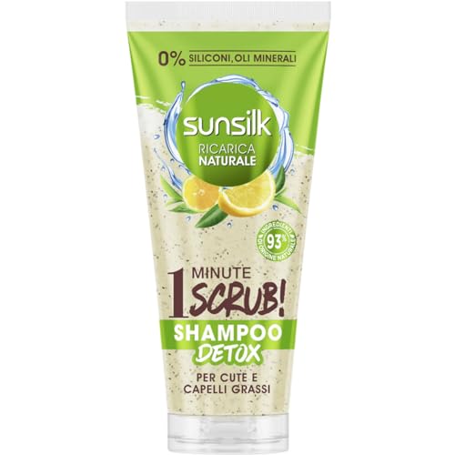 Sunsilk Shampoo Limone Detox Scrub 1 Minute Per Cute E Capelli Grassi, 200 Ml
