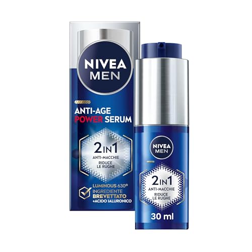 Nivea Men Anti-Age Power Serum Anti-Macchie 30 Ml, Siero Viso Antirughe E Macchie Con Luminous630, Siero Viso Acido Ialuronico Per Macchie Scure E Del
