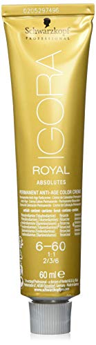 Schwarzkopf Tintura Capelli Igora Royal Absolutes Antiage Color Creme Per Donna, 6-60 Biondo Scuro Marrone, 60 Ml