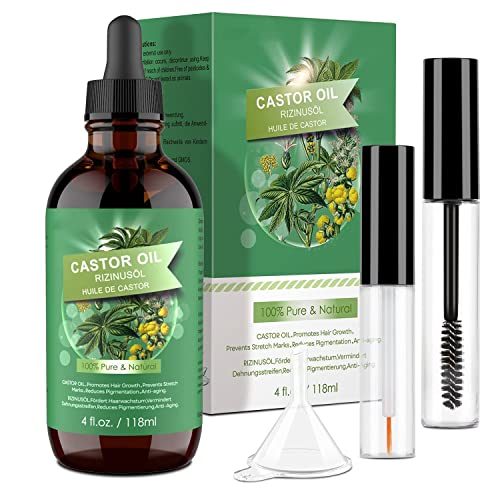 Olio Di Ricino Puro 100% - 118Ml Castor Oil Stimola La Crescita Dei Capelli, Ciglia E Sopracciglia, Cura Della Barba, Unghie, Corpo E Viso