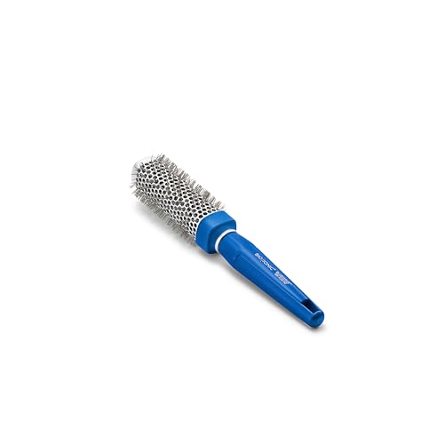 Bio Ionic Bluewave Round Brush Medium,Nanoionic Conditioning Brush,Crimped Bristles For Added Tension, Soft Touch, Easy Grip Handle