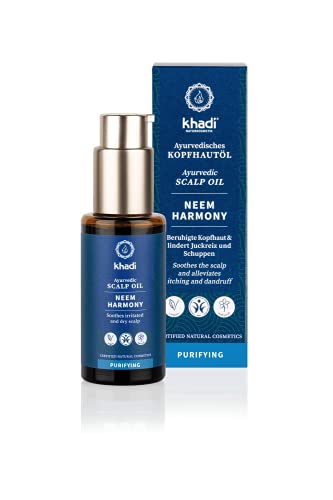 Khadi Neem Harmony Olio Per Capelli Ayurvedico, Lenisce E Dona Equilibrio Al Cuoio Capelluto Irritato E Con Forfora, 100% Naturale E Vegano, Senza Sil