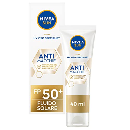 Nivea Sun Crema Antimacchia Viso Luminous630 Fp 50+ In Tubetto Da 40 Ml, Crema Solare Viso 50+ Per Un Colorito Uniforme E Luminoso,Crema Viso Acido Ia