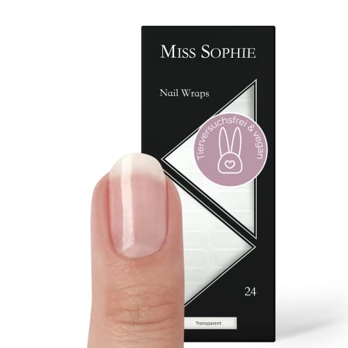 Miss Sophie Pellicola Per Unghie - "Transparent", Transparent, Nail Wraps -24 Pellicole Per Unghie Autoadesive Ultrasottili A Lunga Durata