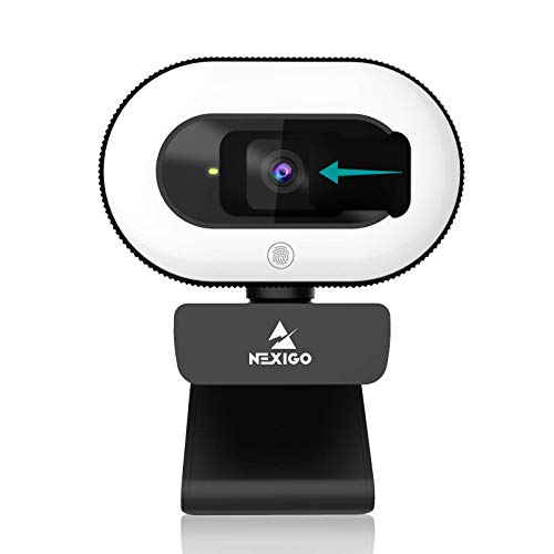 Nexigo Streamcam N930E, 1080P Streaming Webcam Per Pc Con Anello Luce E Copertura Privacy, Microfono Stereo, Auto-Focus, Plug And Play, Web Camera Per