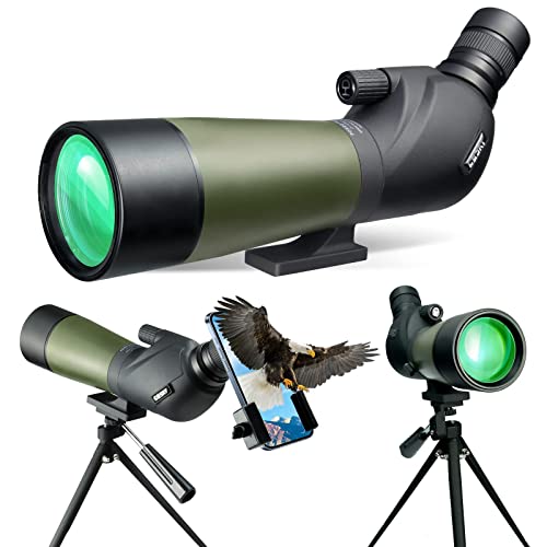 Gosky Bak4 - Cannocchiale Con Treppiede, Borsa Da Trasporto E Adattatore Per Telefono, Oculare Ad Angolo Di 45°, Per Tiro Al Bersaglio, Caccia, Bird W