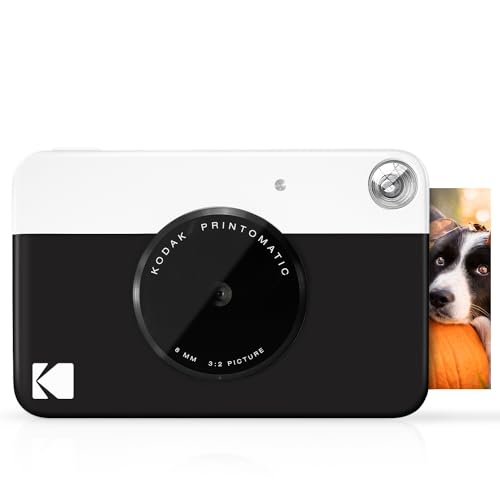 Kodak Printomatic Fotocamera Istantanea Nero Foto A Colori Su Carta Fotografica Zink Zero Ink 2X3 Con Retro Autoadesivo