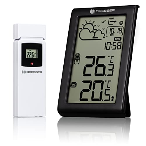 Bresser Stazione Meteo Radio Con Sensore Esterno Meteo Temp W, Termometro Interno Ed Esterno, Previsioni Meteo, Allarme Antigelo, Orologio Radio Dcf,