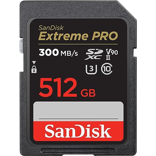 Sandisk 512Gb Extreme Pro, Scheda Sdxc, Fino A 300 Mb/S, Uhs-Ii Class 10 U3 V90