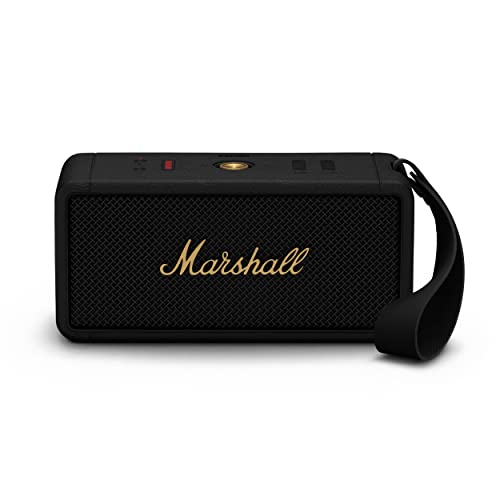 Marshall Middleton Altoparlante Bluetooth Portatile Senza Fili - 20+ Ore Di Riproduzione Portatile - Impermeabile Ip67 - Nero & Ottone