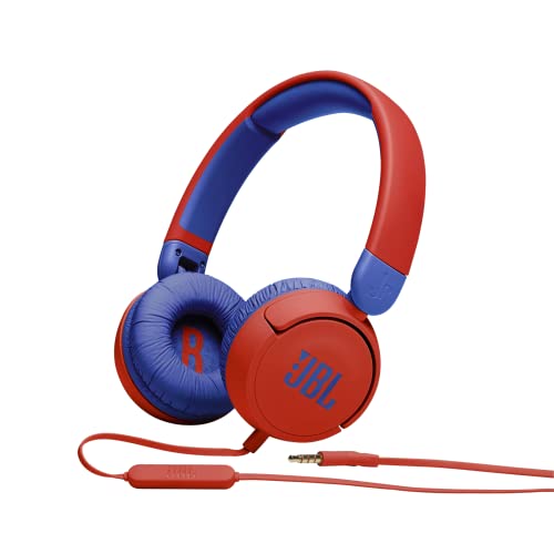 Jbl Jr310, Cuffie On Ear Con Microfono E Filo Piatto Antigroviglio Su Un Lato, Rosso