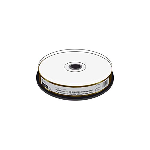 Mediarange Professional Line Cd-R 700 Mb|80 Min 52 Velocità Di Scrittura Su Tutta La Superficie, Per Archiviazione A Lungo Termine, Mrpl511