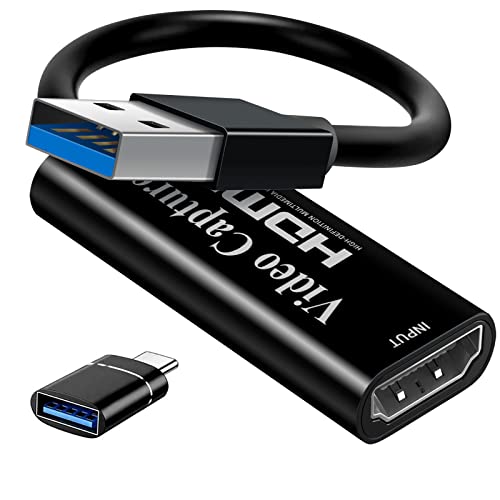 Papeaso Scheda Acquisizione Video, 4K Hdmi A Usb Game Capture Card, Full Hd 1080P Per L'Editing Di Video/Giochi/Streaming/Insegnamento Online (Nero)