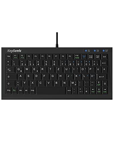 Keysonic Ack-3401U Super-Mini-Tastatur Softskin Usb Matt-Schwarz X-Type-Membrantechnologie Plug Und