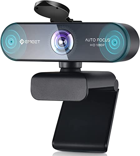 Emeet 1080P Webcam - Webcam Nova Full Hd Con Autofocus, Webcam Con Doppio Microfono, Correzione In Condizioni Di Scarsa Illuminazione, Campo Visivo Di