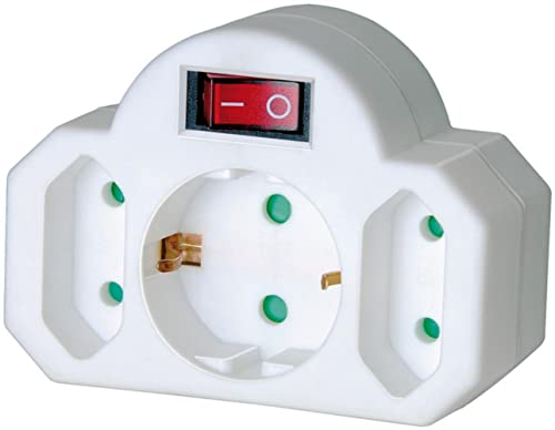 Brennenstuhl 1508100 - Enchufe Adaptador Con Interruptor De Encendido Y 2 + 1 Tomas De Corriente