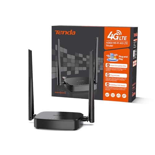 Tenda 4G03 Pro Router 4G Lte Fino A 150 Mbps, Wi-Fi Wireless N300 Mbps, Router Wi-Fi Con Sim, Porta Lan/Wan, 2 Antenne Esterne Da 4 Dbi, Plug And Play