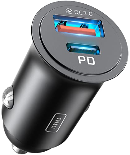 Iniu Carica Batteria Per Auto, 60W Total Presa Accendisigari Usb C Pd & Qc 3.0 Fast Charging Caricabatterie, Caricatore Auto Compatibile Con Iphone 15