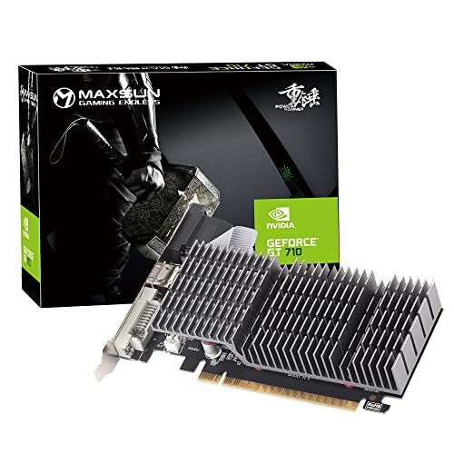 Maxsun Scheda Video Nvidia Geforce Gt 710 2Gb Scheda Grafica Gpu,Low Profile Per Htpc Compatti E Build Low Profile Passive, Incluso Bracket Aggiuntivo