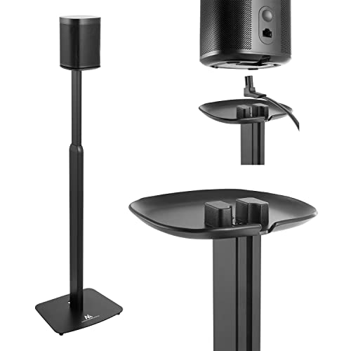 Maclean Mc-896 Supporto Da Pavimento Per Altoparlanti Compatibile Con Sonos One And One Sl Stand Con Supporto Per Gestione Cavi Regolabile In Altezza