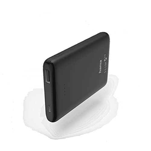 Hama – Power Bank Slim5-Hd, 5000 Mah, Nero
