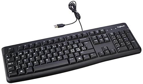 Logitech K120 Tastiera Cablata Business Per Windows/Linux, Layout Svizzero Qwertz, Nero