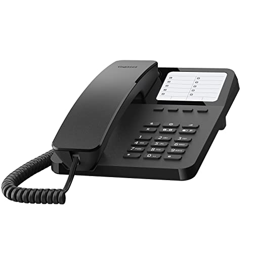 Gigaset Desk 400 - Telefono A Filo Con Cavo Elastico - Spazio Per 10 Voci Di Selezione Rapida - Ricomposizione - Compatibile Con Gli Apparecchi Acusti