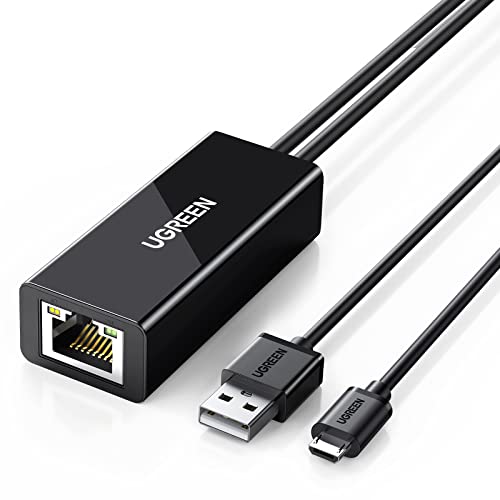 Ugreen Adattatore Micro Usb A Ethernet Rj45, Adattatore Di Rete 100Mbps Per Fire Tv Stick 4K/3/2, Google Chromecast 3/Ultra/2/1/Audio, Adattatore Micr