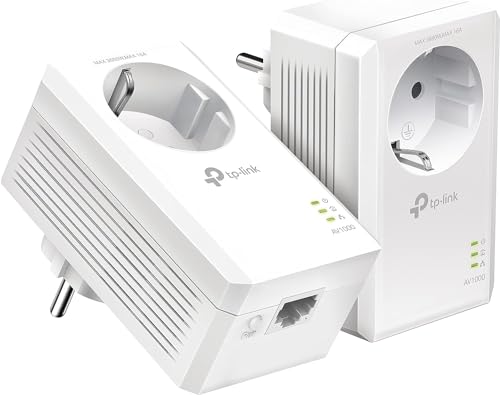 Tp-Link Tl-Pa7017P Kit Powerline Con Presa Passante Schuko, Av1000 Mbps Su Powerline, 1 Porta Gigabit, Plug And Play