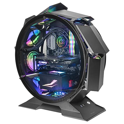 Mars Gaming Mcorb Nero, Case Pc Gaming Micro-Atx Xl, Design Circolare Custom, Doppio Vetro Temperato
