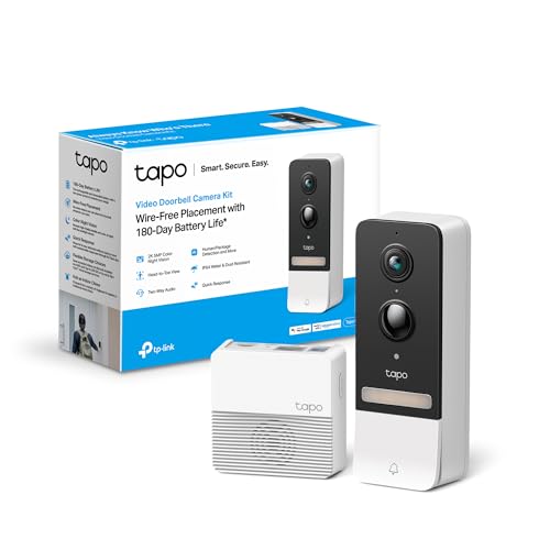 Tp-Link Tapo D230S1 Video Doorbell Campanello, Visualizzazione Live 2K 5Mp, Visione Notturna A Colori, Campo Visivo Ampio, Rilevamento Intelligente, B