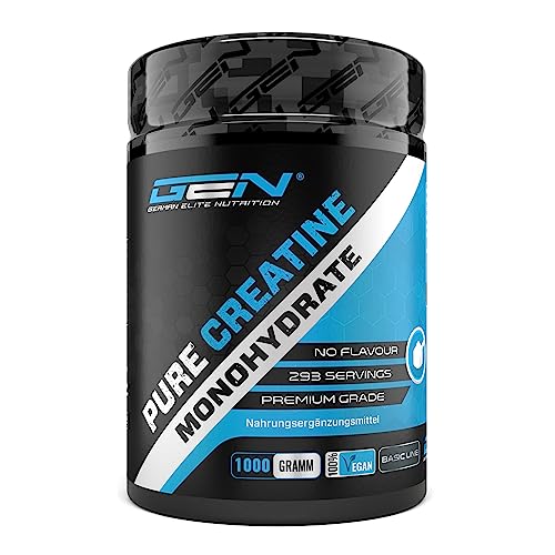 Creatina 1Kg / 1000 G - Monoidrato - Solubilità Ottimale - Vegan - Senza Additivi - Polvere Pura - German Elite Nutrition