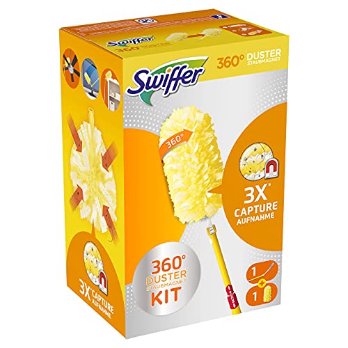 Swiffer Duster Catturapolvere, 1 Manico Ergonomico E 1 Piumino 360, Cattura E Intrappola Polvere E Sporco, Raggiunge I Punti Più Difficili Della Casa,