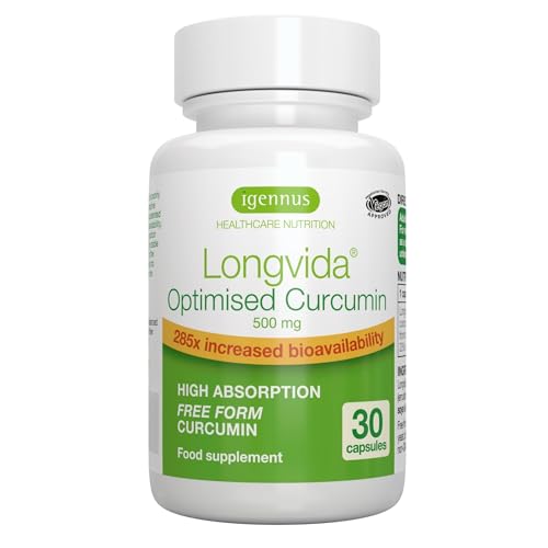 Longvida Curcumin Curcumina Ottimizzata 500 Mg, 285X Più Biodisponibile Senza Pepe E Piperina, 30 Capsula