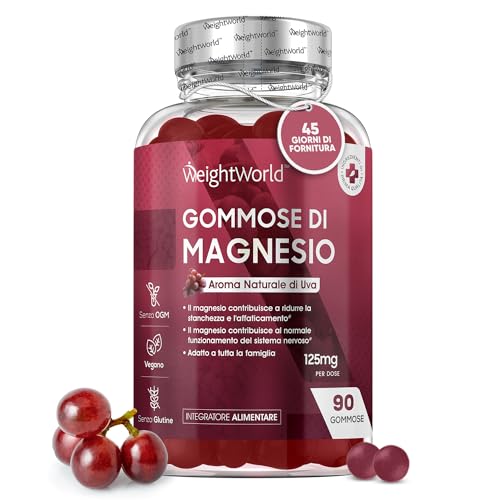 Magnesio, 90 Gommose Vegan Gusto Uva, Magnesio Citrato Per 45 Giorni Per Stanchezza, Denti, Ossa, Muscoli, Magnesio Donna, Uomo E Bambini Senza Glutin