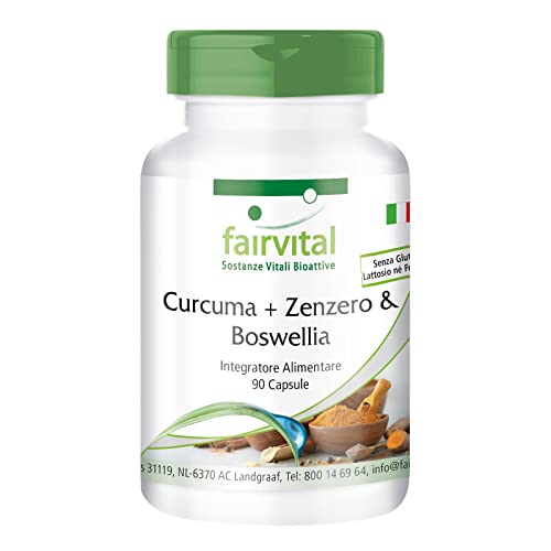 Fairvital | Curcuma, Zenzero E Boswellia Con Vitamina C - Vegan - 90 Capsule - Con Estratto Di Pepe Nero