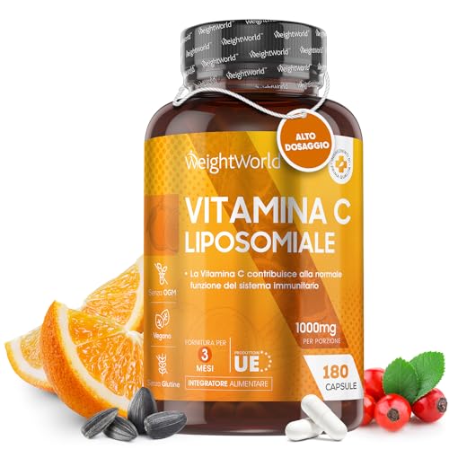 Vitamina C Liposomiale 3 Mesi, Vitamina C 1000Mg Vegana, Alto Dosaggio, Sistema Immunitario, Ossa, Cartilagini, Pelle, Denti, Stanchezza, Vitamina C P