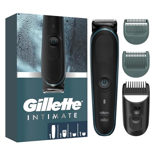 Gillette Intimate Trimmer Uomo I5 Per La Zona Intima, Skinfirst Rasoio Intimo Uomo Con Lame Affilate A Vita, Impermeabile, Senza Fili Per Applicazioni