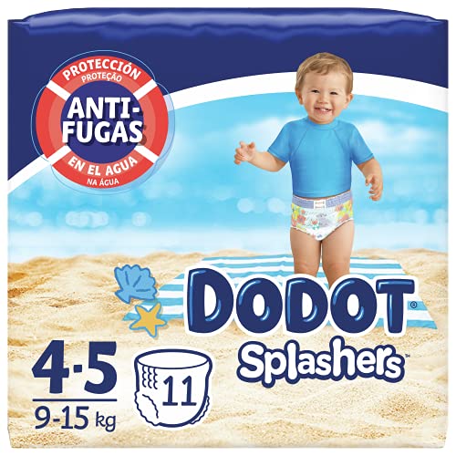 Dodot Splashers Taglia 4, 11 Pannolini Usa E Getta, 9-15 Kg, Non Si Gonfiano E Facile Da Rimuovere