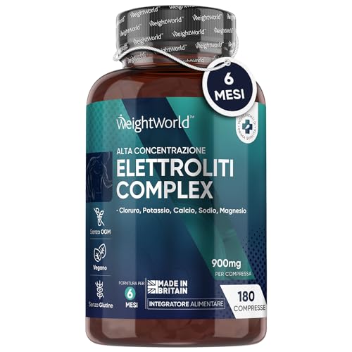 Elettroliti, 180 Compresse (6 Mesi) Complex Di 5 Sali Minerali, Cloruro, Sodio, Calcio, Magnesio E Potassio, Sali Minerali Integratori Sport, Pre Work