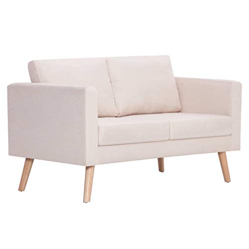 Vidaxl Divano A 2 Posti Elegante Comodo Sofa Doppio Per Casa Per Ufficio Poltrona Da Due Persone Arredo Per Salotto Arredamento In Tessuto Crema