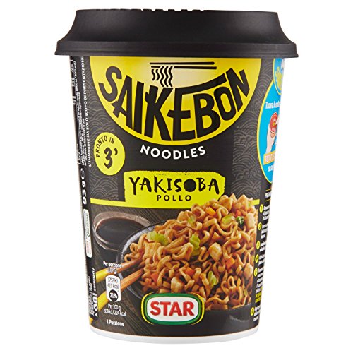 Star Saikebon Noodles Istantanei Di Farina Di Frumento, Condimento Di Salsa Di Soia, Verdure E Carne Di Pollo, 93G